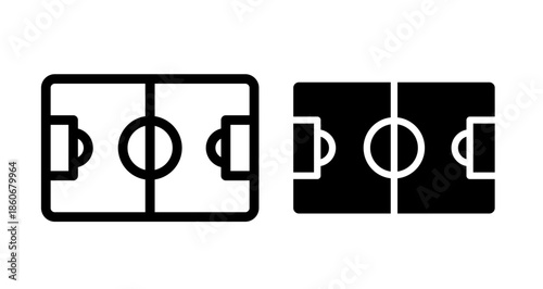 Football field Icon collection in filled and stroke style.
