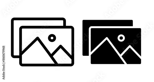 Gallery Icon collection in filled and stroke style.