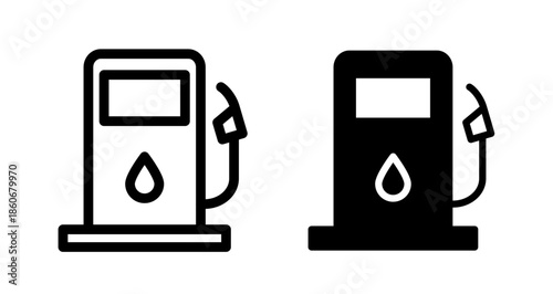 Gas pump Icon collection in filled and stroke style.