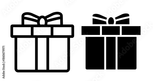 Gift Box Icon collection in filled and stroke style.