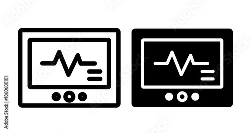Heart rate monitor Icon collection in filled and stroke style.