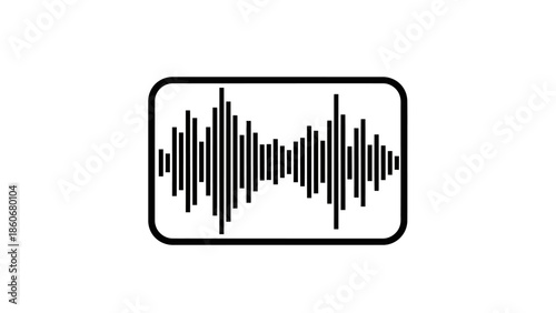 Framed Sound Wave and Audio Equalizer Icon with Repetitive Vertical Bar Pattern in a Rounded Rectangle on an Isolated White Background