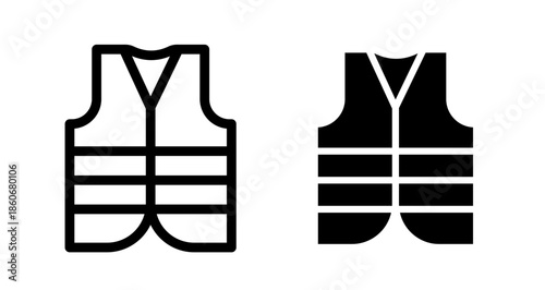 High visibility vest Icon collection in filled and stroke style.