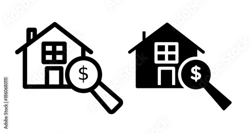 Home appraisal Icon collection in filled and stroke style.