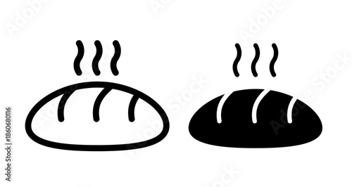 Hot bread Icon collection in filled and stroke style.