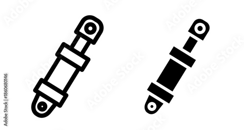 Hydraulic cylinder Icon collection in filled and stroke style.