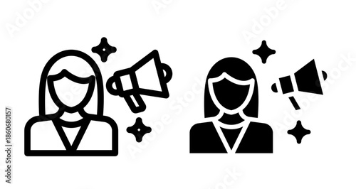 Influencer marketing Icon collection in filled and stroke style.