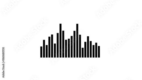 Simple Audio Equalizer with Vertical Bars Visualizing Sound Spectrum and Frequency on an Isolated White Background
