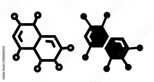 Molecule Icon collection in filled and stroke style.