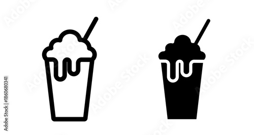 Milk shake Icon collection in filled and stroke style.