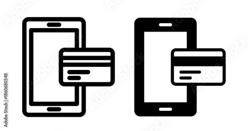 Mobile payment Icon collection in filled and stroke style.