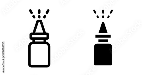 Nasal spray Icon collection in filled and stroke style.