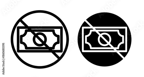 No money Icon collection in filled and stroke style.