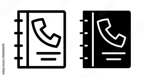 Phone book Icon collection in filled and stroke style.