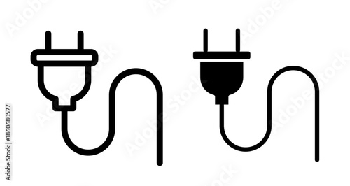 Plug with cable Icon collection in filled and stroke style.