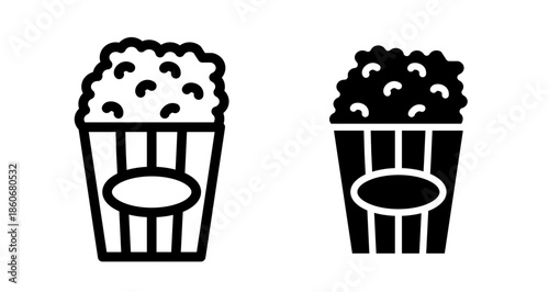 Popcorn Icon collection in filled and stroke style.