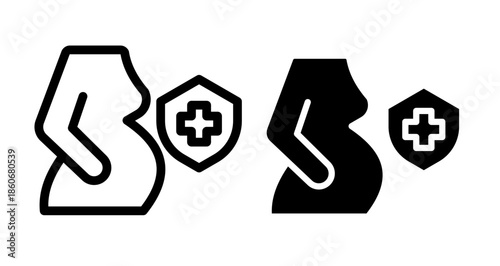 Pregnancy insurance Icon collection in filled and stroke style.