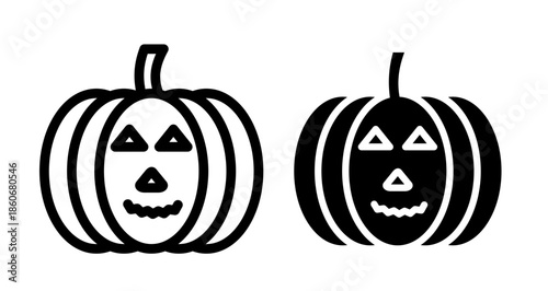 Pumpkin Icon collection in filled and stroke style.