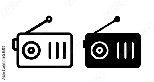 Radio Icon collection in filled and stroke style.