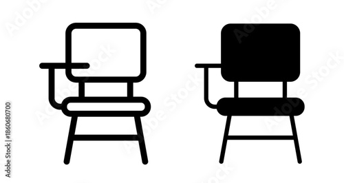 School desk chair Icon collection in filled and stroke style.