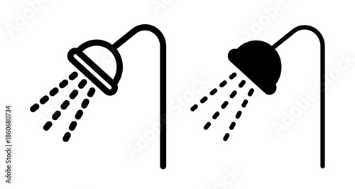 Shower Icon collection in filled and stroke style.