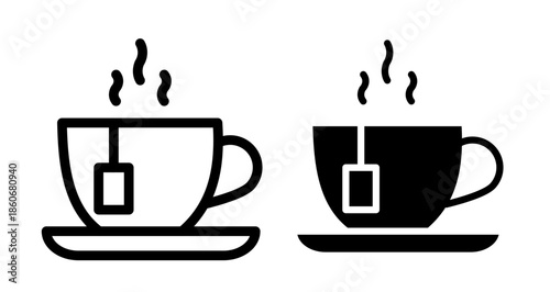 Tea Icon collection in filled and stroke style.