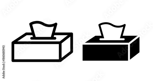 Tissue box Icon collection in filled and stroke style.