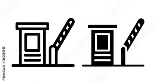 Toll plaza Icon collection in filled and stroke style.
