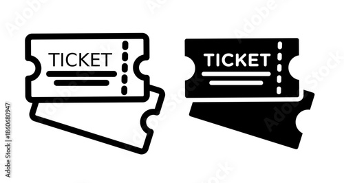 Ticket Icon collection in filled and stroke style.