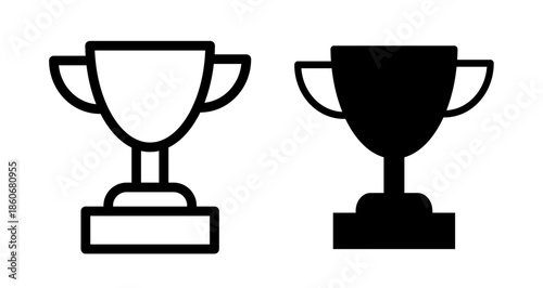 Trophy cup Icon collection in filled and stroke style.