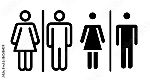 Toilet Icon collection in filled and stroke style.