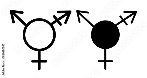 Transgender symbol Icon collection in filled and stroke style.