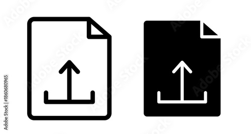 Upload file Icon collection in filled and stroke style.