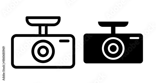 Vehicle dvr camera Icon collection in filled and stroke style.