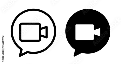 Video Chat Icon collection in filled and stroke style.