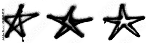 Star Grunge Spray Paint Stroke Vector Set