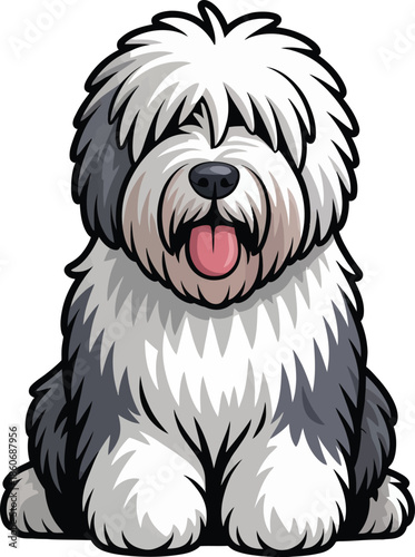  Cute cartoon a illustrator vector Old English Sheepdog
