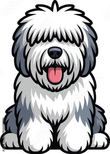  Cute cartoon a illustrator vector Old English Sheepdog