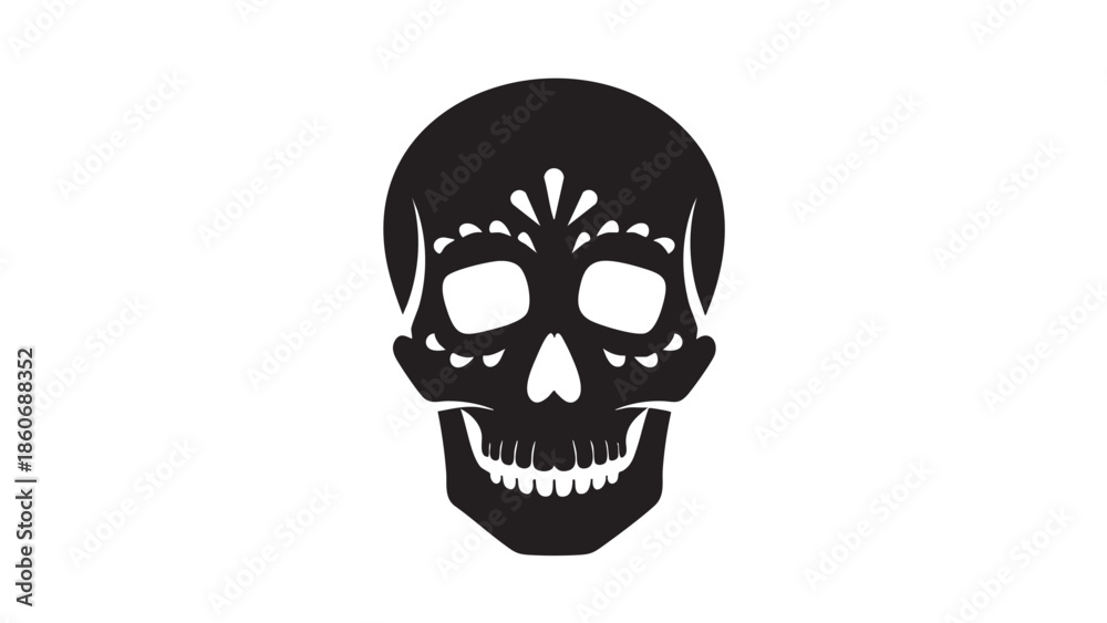 Fototapeta premium Stylized Skilful Sugar Skull Illustration on Transparent Background