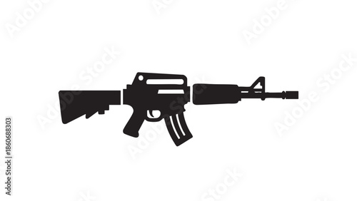 Silhouette of an assault rifle firearm on transparent background
