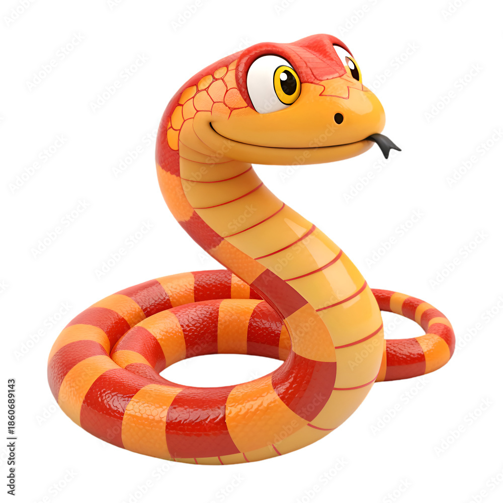 Fototapeta premium Cartoon snake character isolated on transparent background