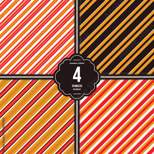 Oblique Stripes Vector Pattern in Ottoman Red Kin Gold Seamless Design