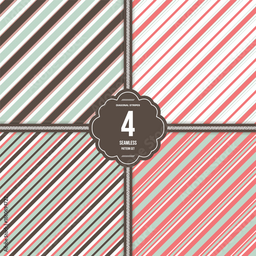 Digital Scrapbook Paper Diagonal Stripes in White and Malted Mint Seamless
