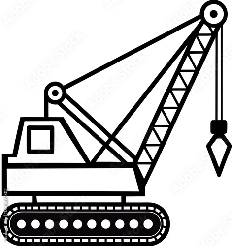 Heavy Duty Crawler Crane Icon Outline