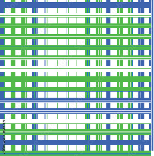 Abstract geometric pattern with green and blue grid lines
