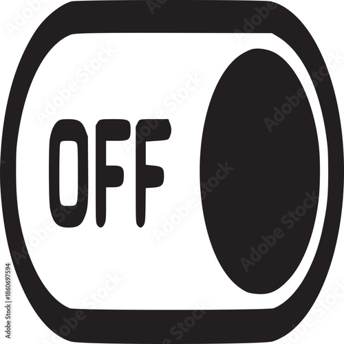 A minimalist black and white image of an off switch on a white background in a simple graphic style