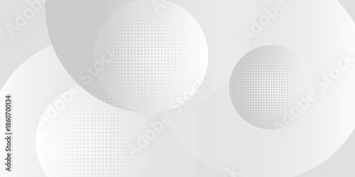 Abstract background with circles and halftone dots pattern. Grey and white backdrop. vector