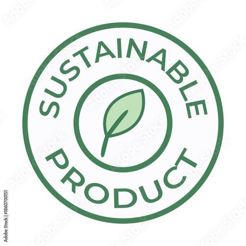 Natural Product Label Seal, Clean Circle Badge Flat Vector Illustration.