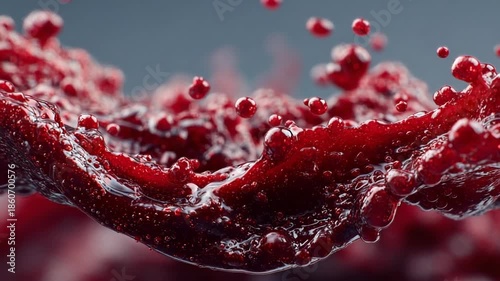 Vivid Red Liquid Splashing in Abstract Motion Scene