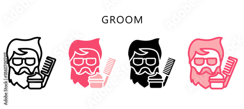 Groom Multi Style Icon. Mini Illustration Relate To Personal Care. Use For Modern Concept, Ui, Ux Web And App Development.